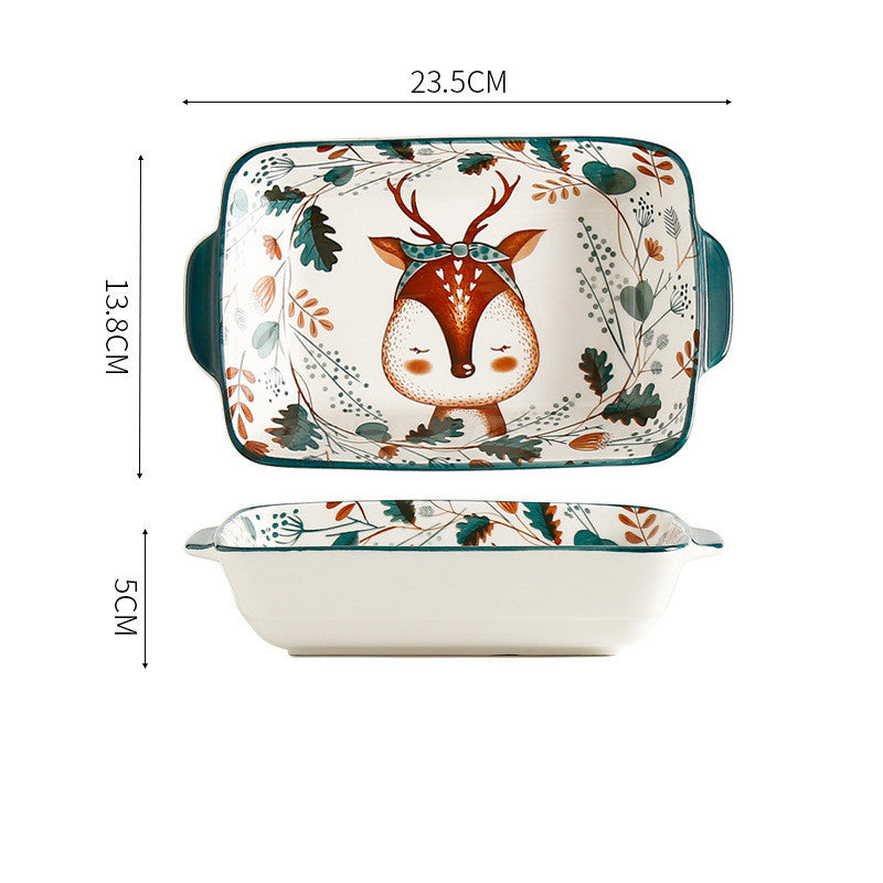 Underglaze Hand Painted Elk Christmas Ceramic Tableware Set