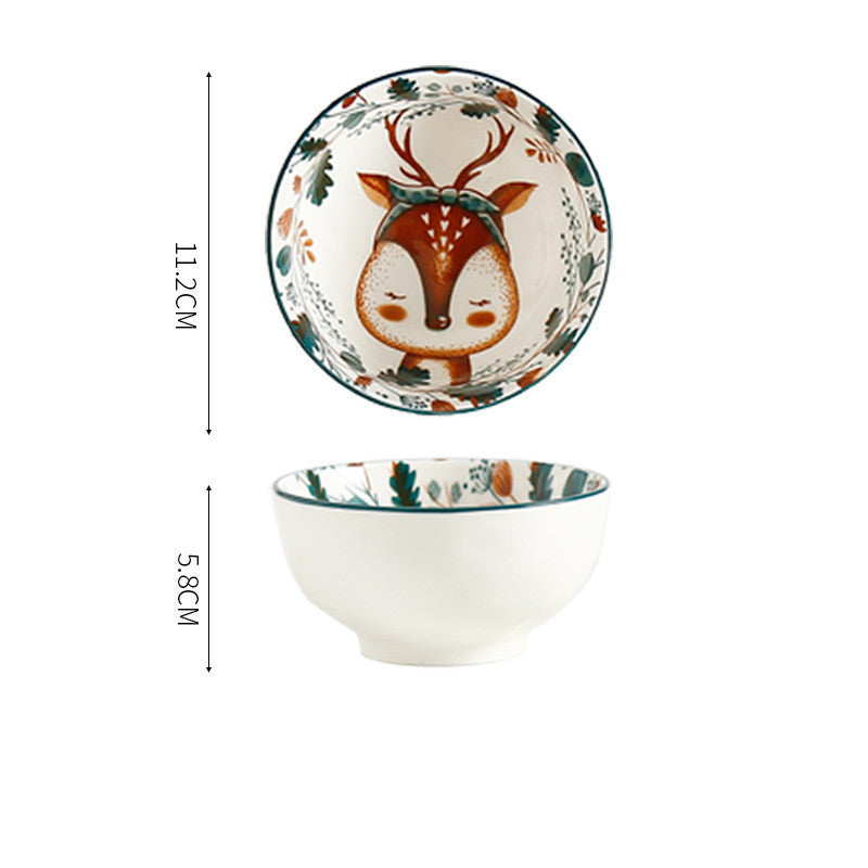 Underglaze Hand Painted Elk Christmas Ceramic Tableware Set