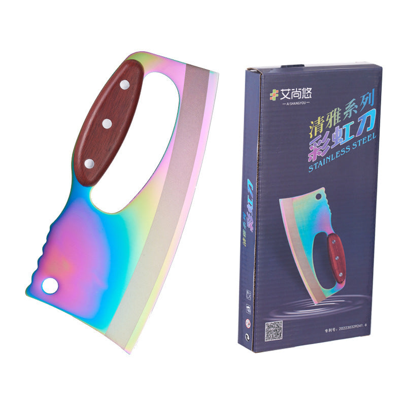 Colorful Kitchen Knife with Wood Grain Handle