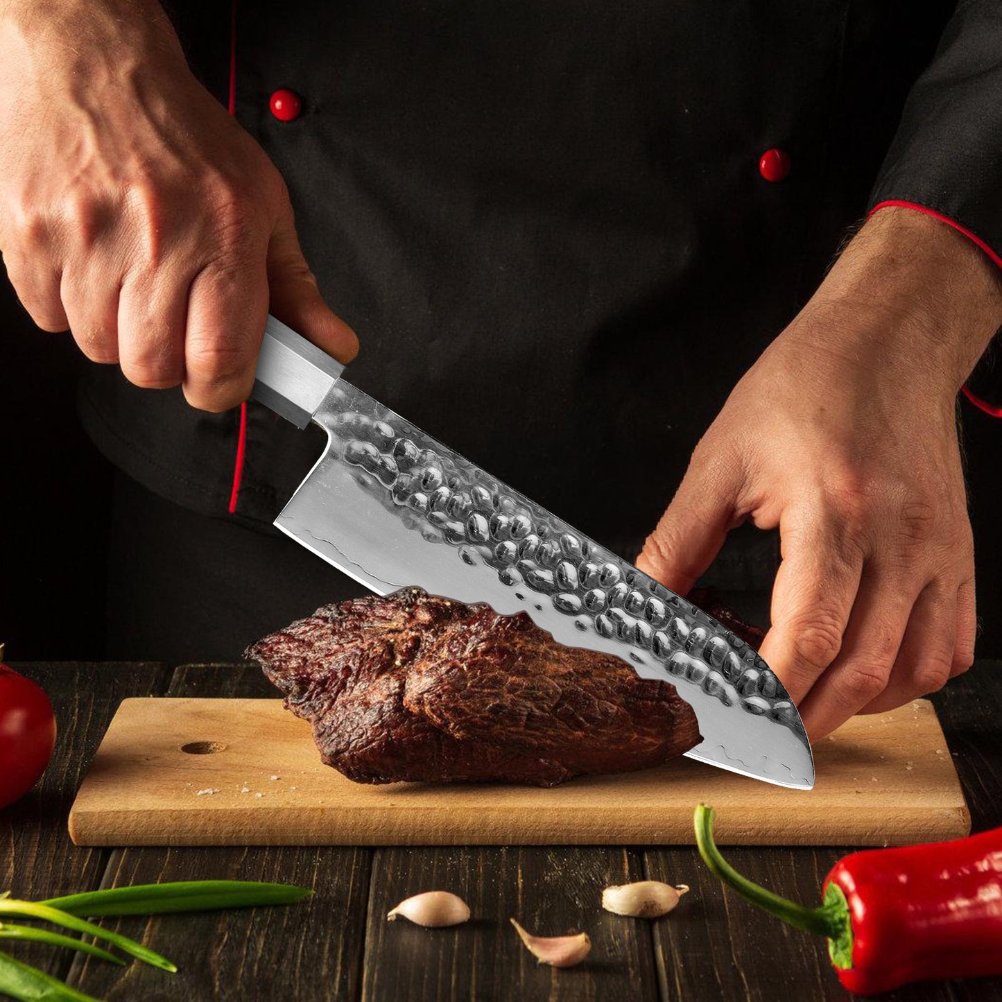 Japanese Chef Knife - 8-Inch Professional Chef's Knife Ultra Sharp Kitchen Knife Japanese 9-Layers VG-10 Clad, Chef Knife For Meat Vegetable Fruit Meat & Sushi Knife - With Sheath & Case