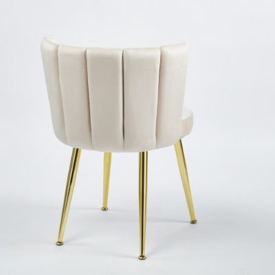 Modern ORANGE Dining Chair Set Of 2 With Iron Tube Golden Color Legs, Velvet And Comfortable Backrest, Suitable For Dining Room, Living Room, Cafe, Simple Structure