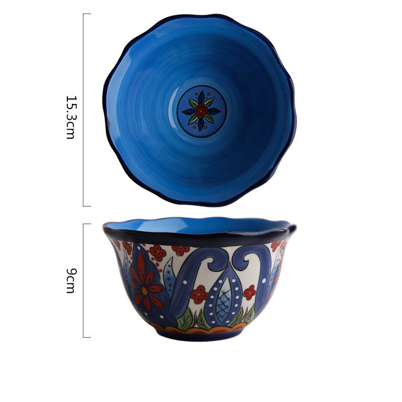 Bohemian French-Style Hand-Painted Ceramic Tableware Bowl