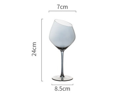 Smoky Grey or Amber Wine Glass with Oblique Mouth