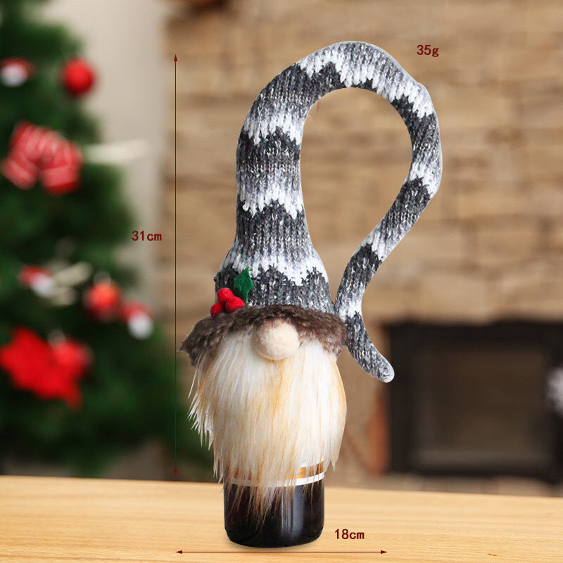Knitted Gnome Red Wine Bottle Covers for Christmas Gifts or Holiday Decor
