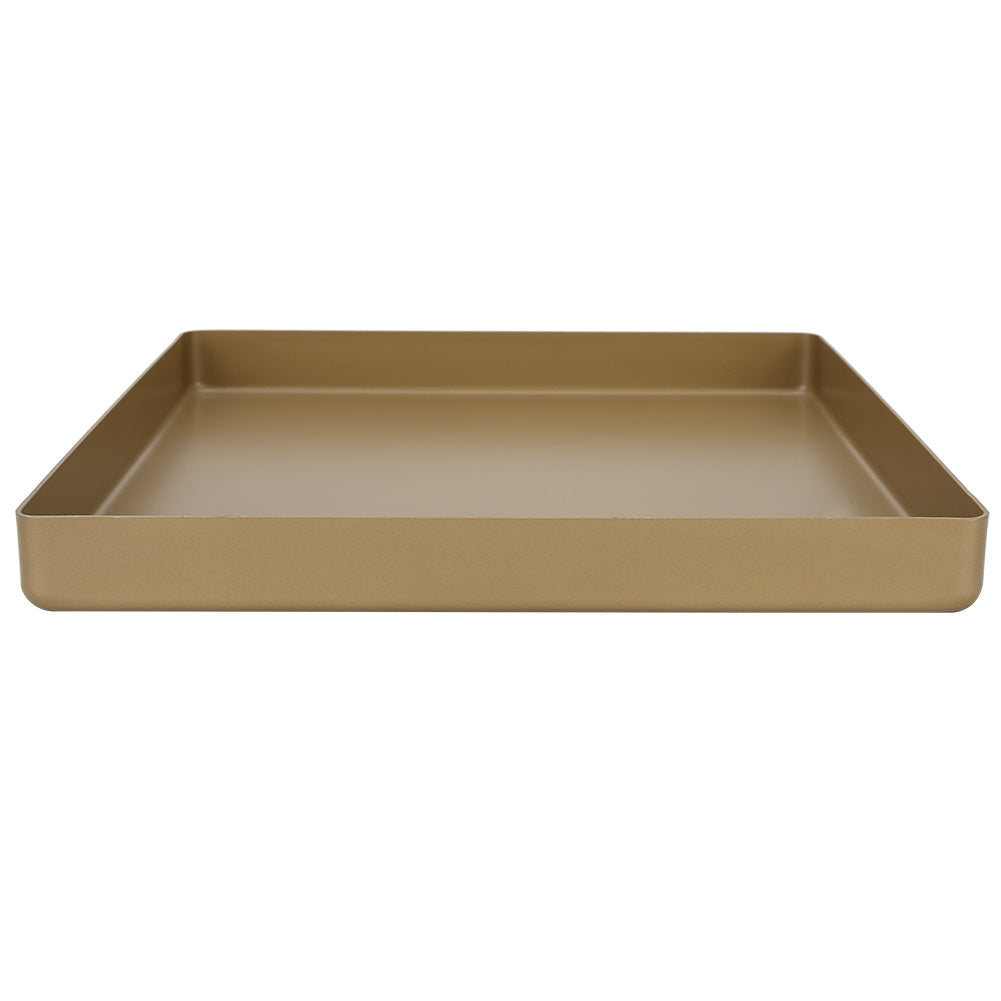 Gold-Tone Aluminum Alloy Square Shape Non-Stick Baking Tray Bread Pizza Tray Baking Tool - 28 x 28 x 3cm