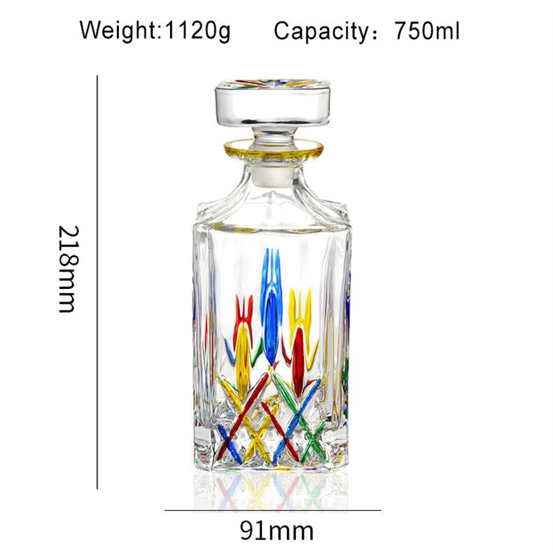 Colorful Handpainted Spirits or Wine Decanter Bottle