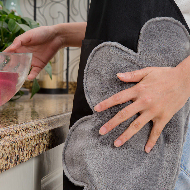 Kitchen Apron with Side Flowers for Hand Wiping During Cooking and Baking