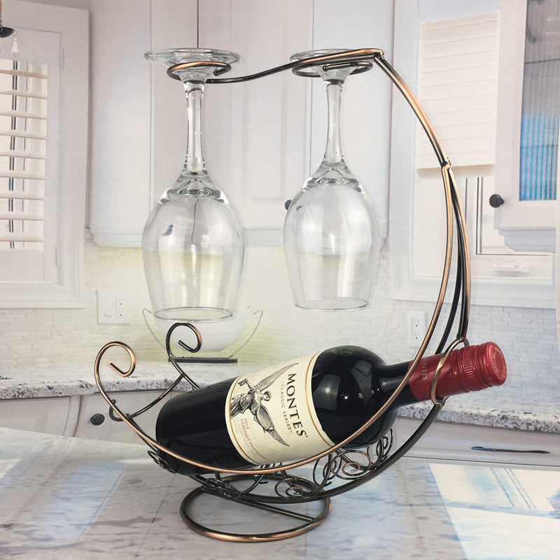 Curbed European Wine Holder with Space for 2 Glasses