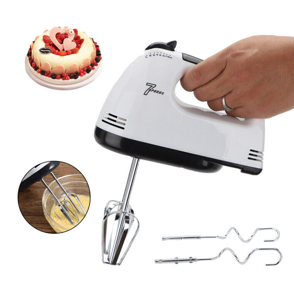 7 Speed Electric Hand Held Mixer Electronic Handheld Whisk Food Blender Egg Cake