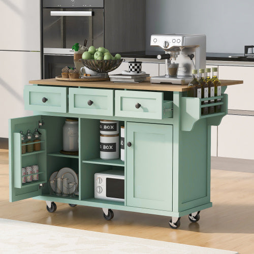 Kitchen Trolley with Rubberwood Folding Leaf Countertops