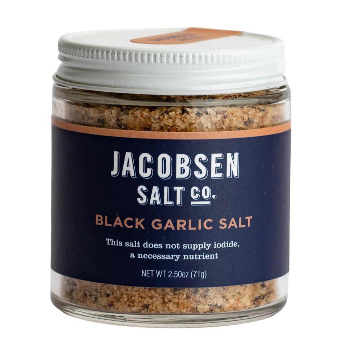 Jacobsen Salt Co. Black Garlic Salt - Kosher Sea Salt, Non-Iodized, Made in USA, Non-GMO, Steak Seasoning, Umami Flavored, Real Salt - 2.5oz
