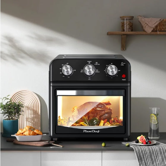 12.5 Qt. Air Fryer With Advanced Multi Function Cooking Grill, Air Fry, Defrost, Bake, Presets For French Fries, Pizza, Chicken, Fish, And Toast, Dual Knob Control