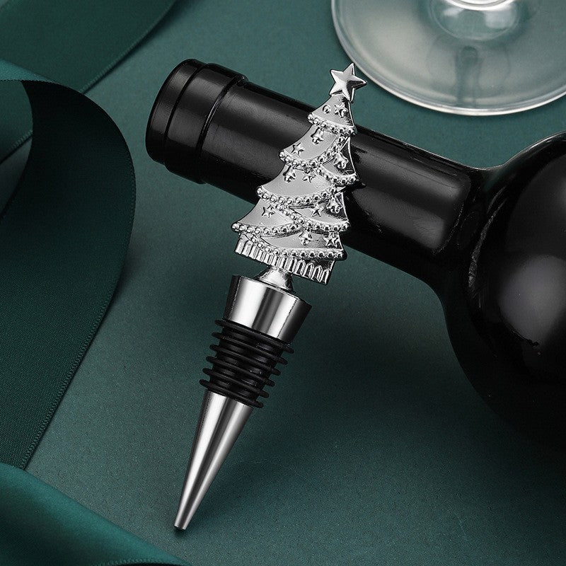 Christmas Tree Wine Bottle Stopper in Gold or Silver Tone