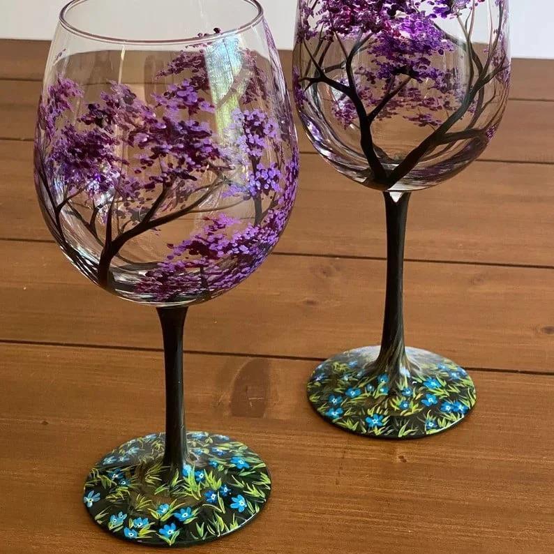 Four Seasons Wine Glasses - Shown in Autumn