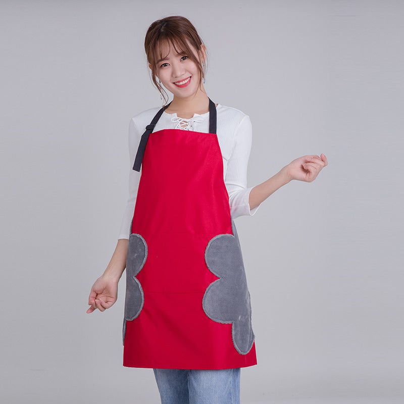 Kitchen Apron with Side Flowers for Hand Wiping During Cooking and Baking