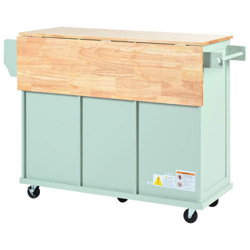 Kitchen Trolley with Rubberwood Folding Leaf Countertops