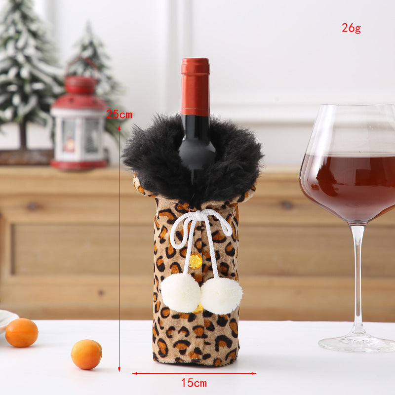 Leopard Wine Bottle Cover Set for Christmas or Anytime
