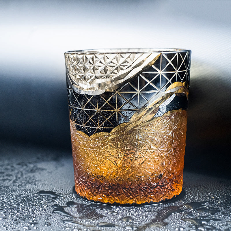 Japanese Hand-Carved Crystal Wine Glass in Multiple Styles