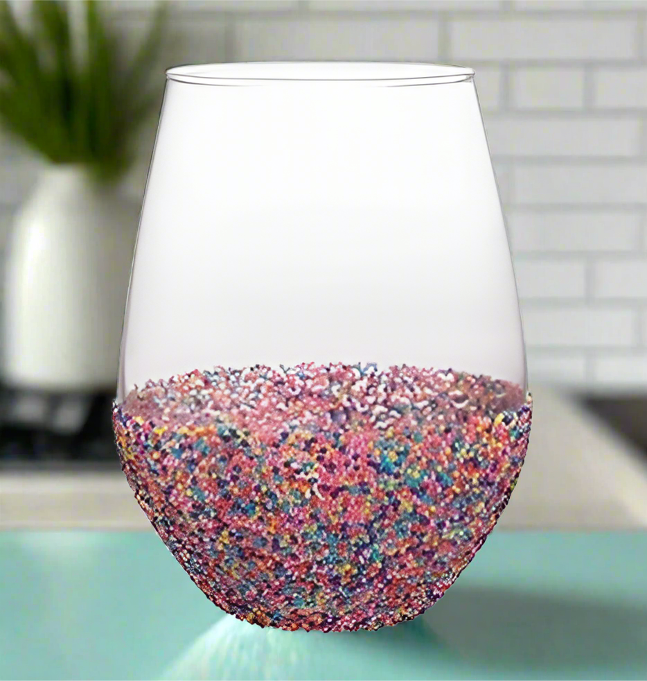 Slant Collections Wine Glass Gifts Stemless Wine Glass, 20-Ounce, Sprinkle Dip