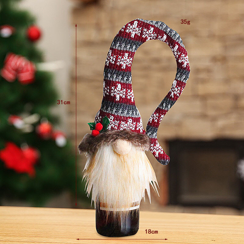 Knitted Gnome Red Wine Bottle Covers for Christmas Gifts or Holiday Decor
