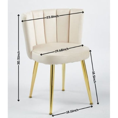 Modern ORANGE Dining Chair Set Of 2 With Iron Tube Golden Color Legs, Velvet And Comfortable Backrest, Suitable For Dining Room, Living Room, Cafe, Simple Structure
