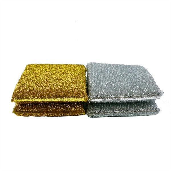 Elegant Four-Piece Silver and Gold-Tone Scrubbing Sponges