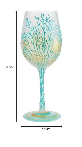 Enesco Designs by Lolita Under the Sea Hand-Painted Artisan Wine Glass, 15 Ounce, Multicolor