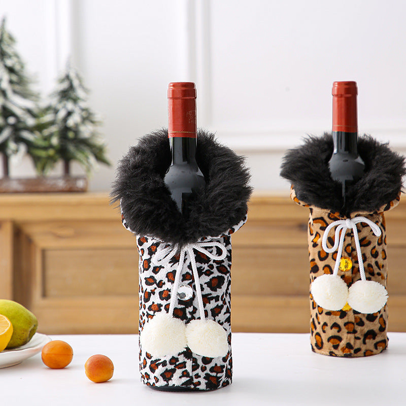 Leopard Wine Bottle Cover Set for Christmas or Anytime