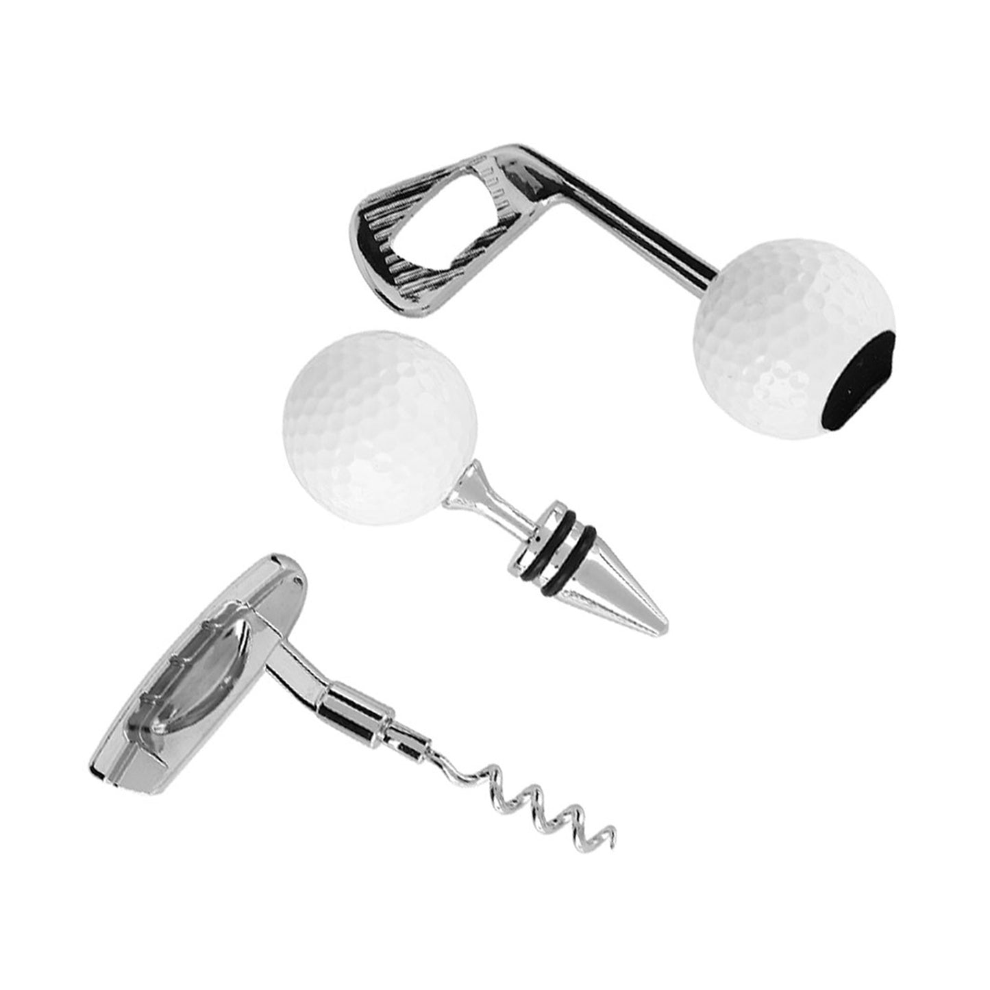 For That Golfer You Love! Golf-Shaped Wine Corkscrew and Beer Bottle Opener Set