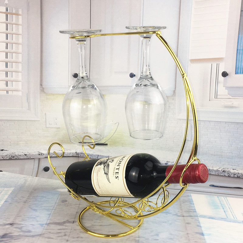 Curbed European Wine Holder with Space for 2 Glasses
