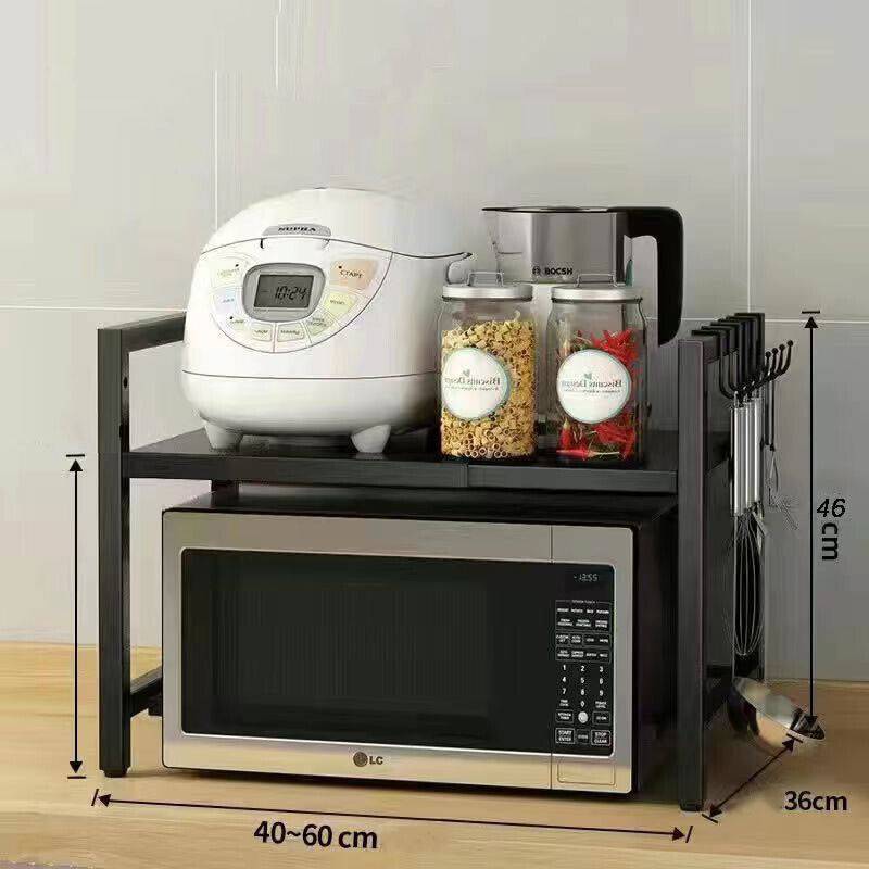 Practical Black Kitchen Storage Rack with 6 Hooks