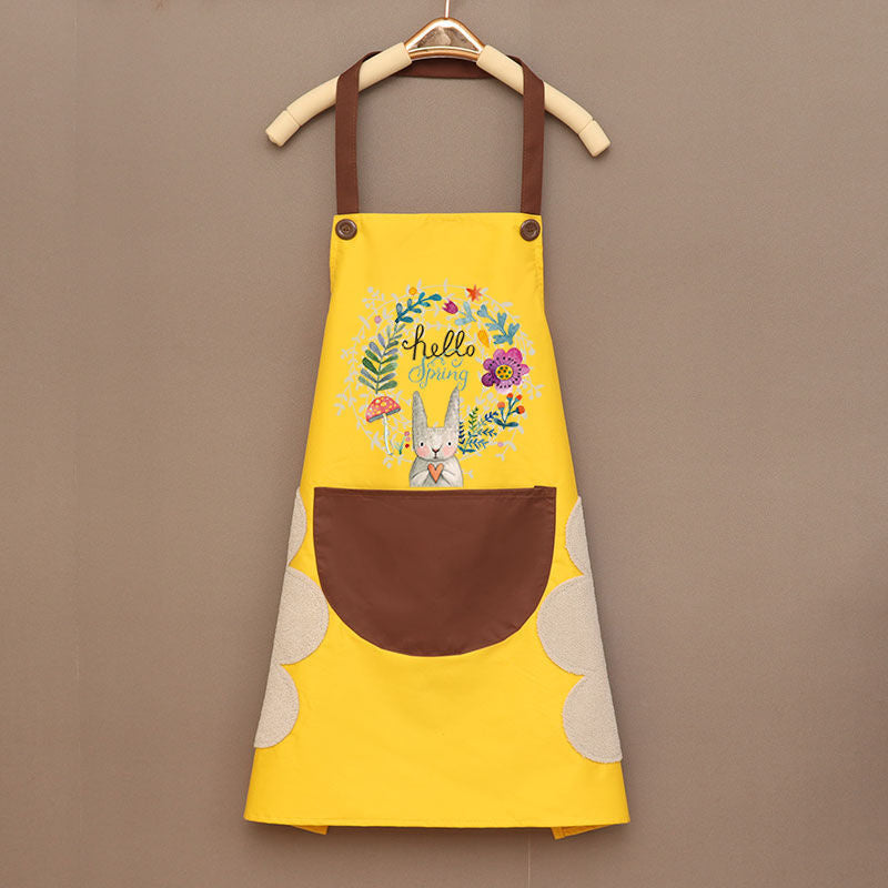 Bright Yellow “Hello Spring” Cooking Apron - Perfect for Easter Sunday