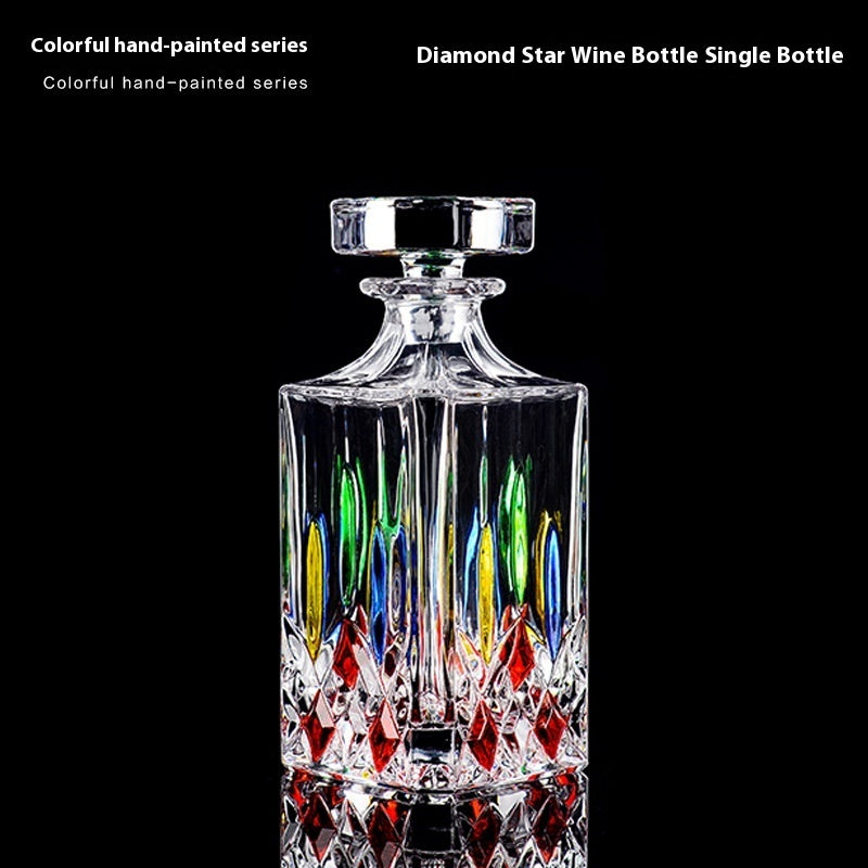 Colorful Handpainted Spirits or Wine Decanter Bottle