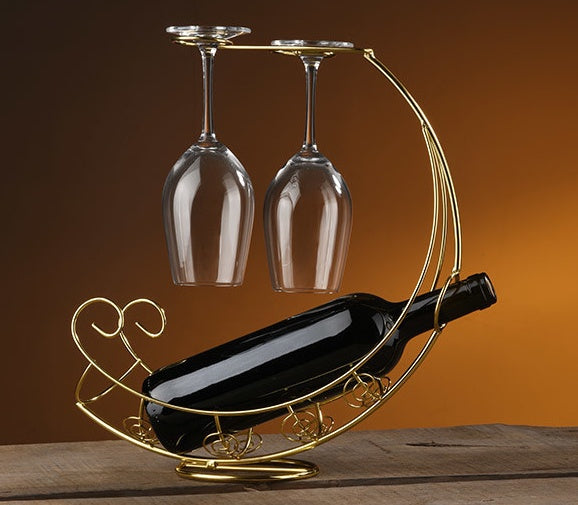 Curbed European Wine Holder with Space for 2 Glasses