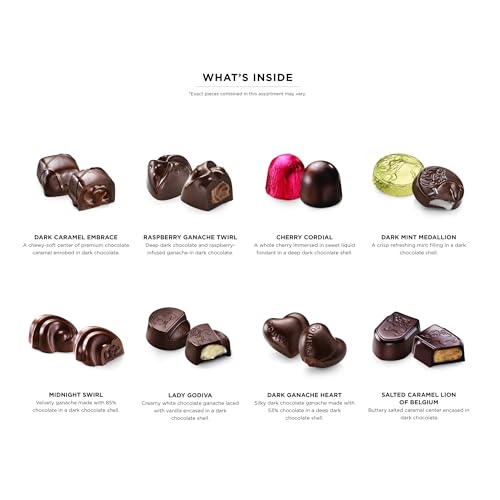 Godiva Chocolatier Chocolate Gift Box, Rich Dark Chocolates for Loved Ones, Gourmet Box of Chocolate for Gift Basket, Candy Variety Pack, 18 Pieces