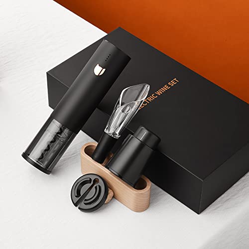 Wine Gifts-Electric Wine Opener-Automatic Wine Opener Rechargeable-Cordless Electric Corkscrew-Wine Bottle Opener with Foil Cutter, 2 in 1 Aerator Pourer, Vacuum Stopper, Gift Box