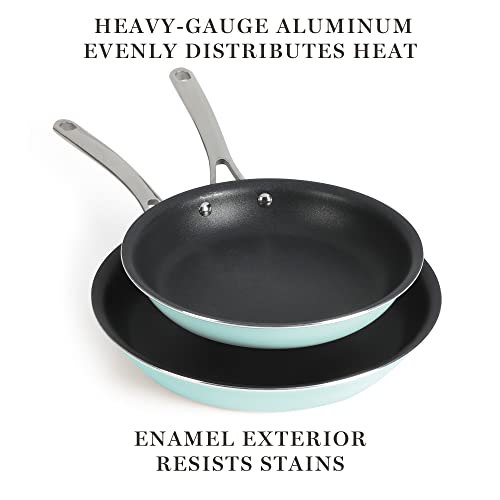 MARTHA STEWART Lockton 2 Piece 10" & 12" Heavy Gauge Aluminum Premium Nonstick Fry Pan Set - Martha Blue, Fry Pan Set (10" & 12")