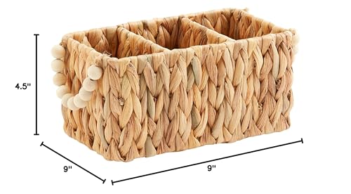 Mud Pie Woven Utensil Set, 9" x 4.5", Brown