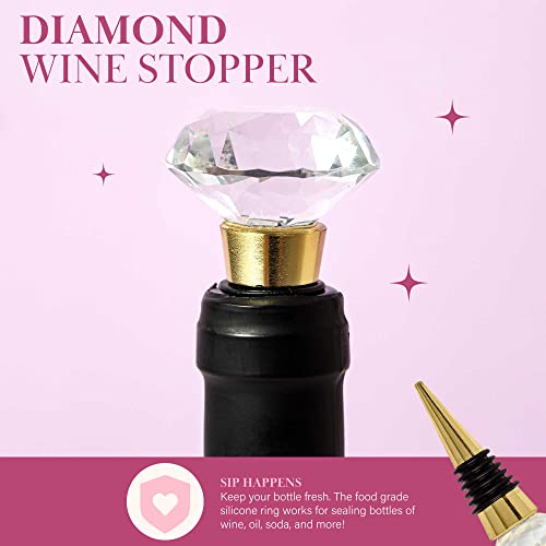 Paris Hilton Wine Bottle Chiller Set, Insulated Double Wall Chiller, Gold Winged Corkscrew Wine Bottle Opener, Diamond Wine Stopper, 3-Piece Set, Charcoal Gray