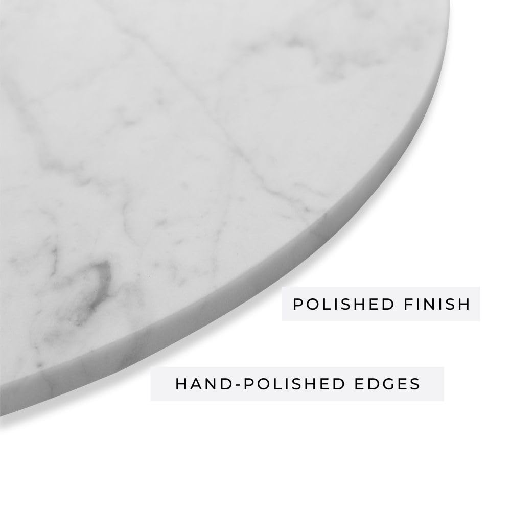 Carrara Marble Lazy Susan, 18-Inch Rotating Serving Tray, Elegant Dining Table Centerpiece, Kitchen Decor Gift for Housewarming and Weddings