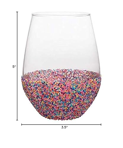 Slant Collections Wine Glass Gifts Stemless Wine Glass, 20-Ounce, Sprinkle Dip