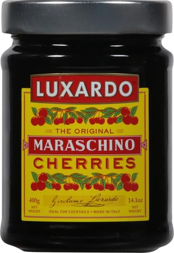 Luxardo The Original Maraschino Cherries | Gourmet Italian Maraschino Cherries | Ideal for Cocktails and Desserts, 400g Jar