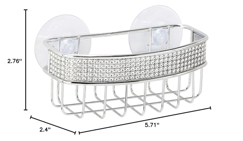 Kitchen Details Pave Diamond Sponge Holder | Suction Cup Mount | Holds 1 Sponge | Open Wire Water Draining | Chrome