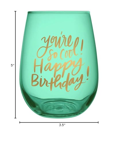 Slant Collections Wine Glass Gifts Stemless Wine Glass, 20-Ounce, You're So Cool - Happy Birthday