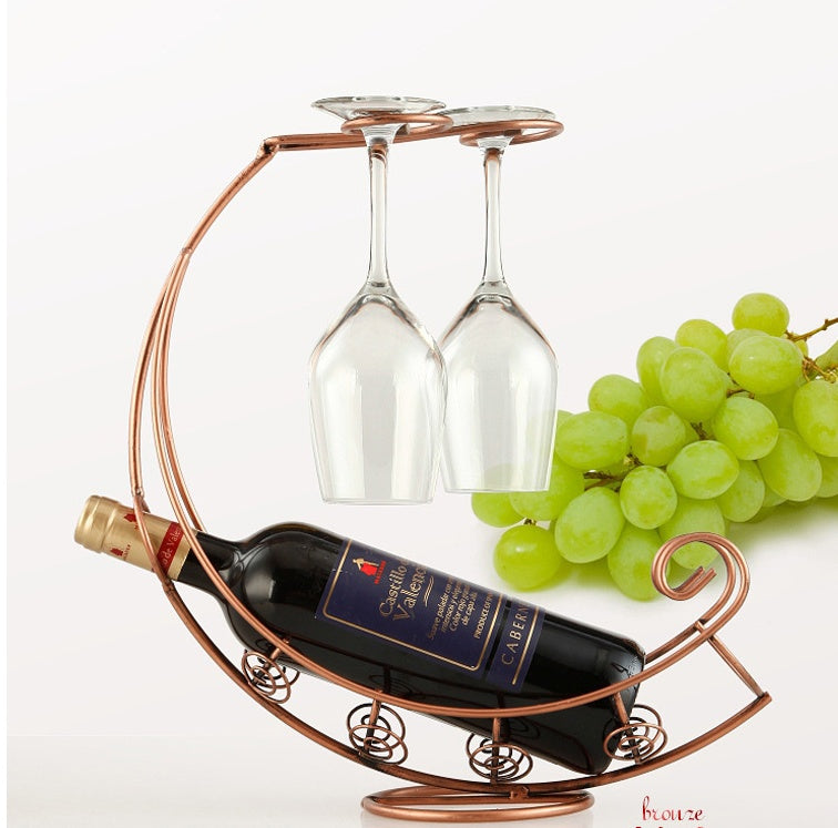 Curbed European Wine Holder with Space for 2 Glasses