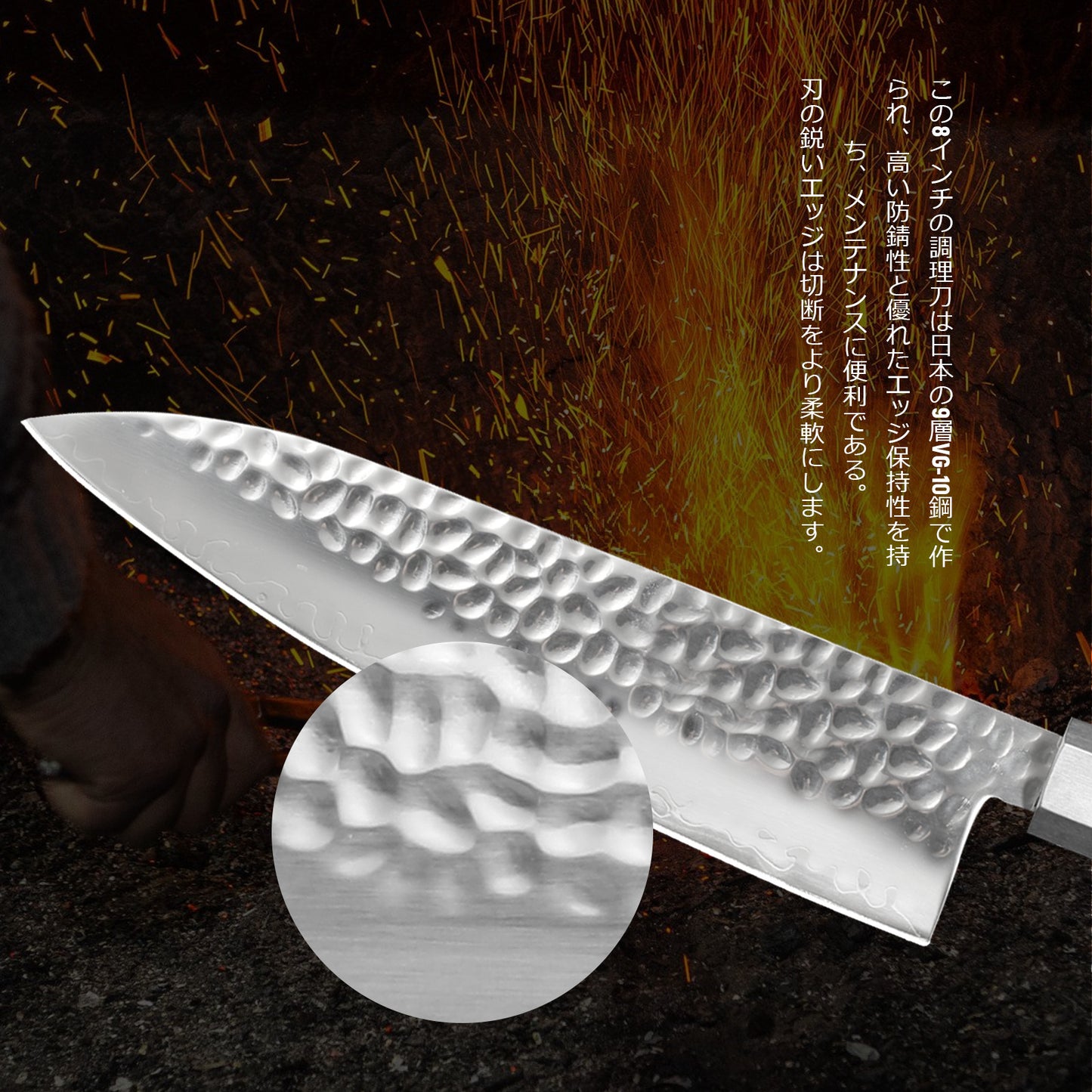 Japanese Chef Knife - 8-Inch Professional Chef's Knife Ultra Sharp Kitchen Knife Japanese 9-Layers VG-10 Clad, Chef Knife For Meat Vegetable Fruit Meat & Sushi Knife - With Sheath & Case