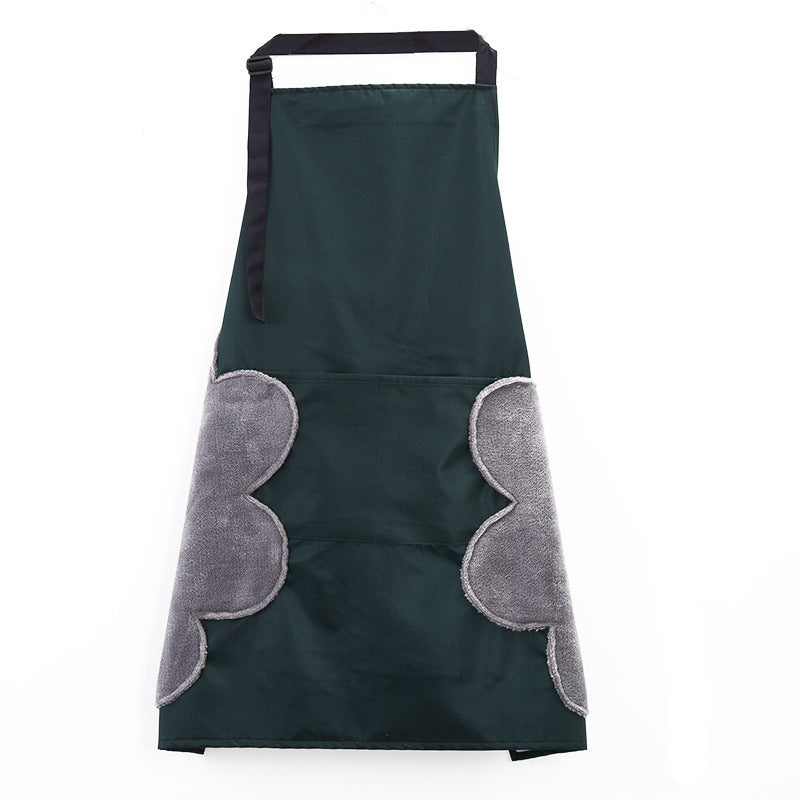 Kitchen Apron with Side Flowers for Hand Wiping During Cooking and Baking
