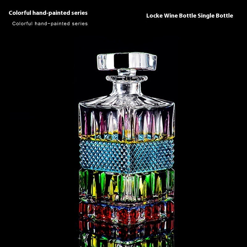 Colorful Handpainted Spirits or Wine Decanter Bottle