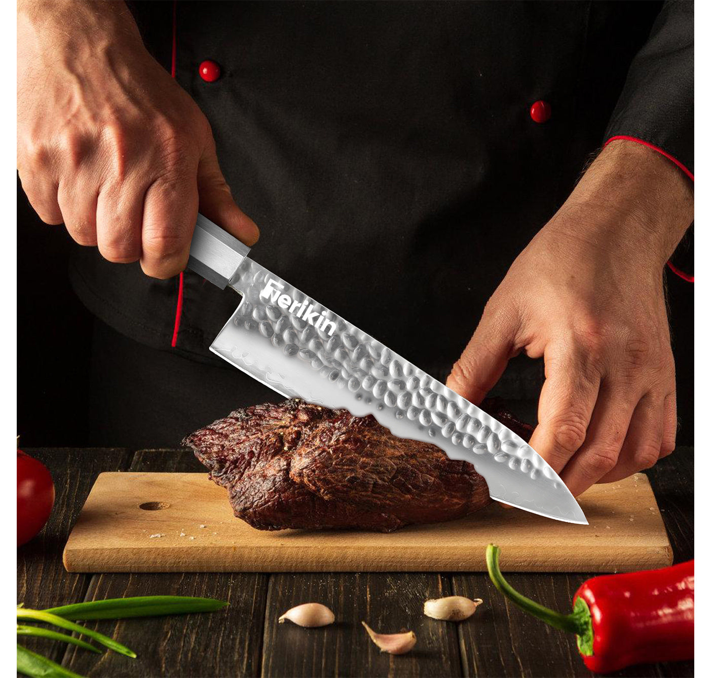 Japanese Chef Knife - 8-Inch Professional Chef's Knife Ultra Sharp Kitchen Knife Japanese 9-Layers VG-10 Clad, Chef Knife For Meat Vegetable Fruit Meat & Sushi Knife - With Sheath & Case
