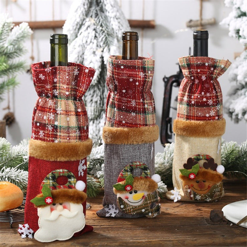 Christmas Burlap Wine or Champagne Bottle Cover